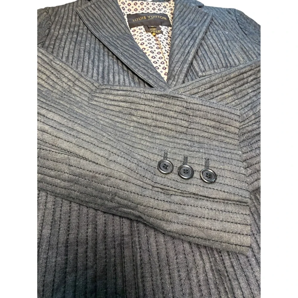 Louis Vuitton Grey minimalist Designer Archival Cotton Blazer Size 42 Fits XS